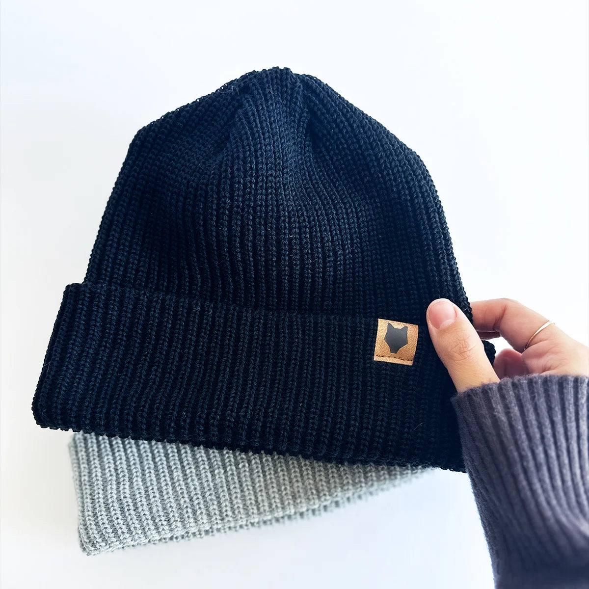 Tuque côtelée - Noir, unisex