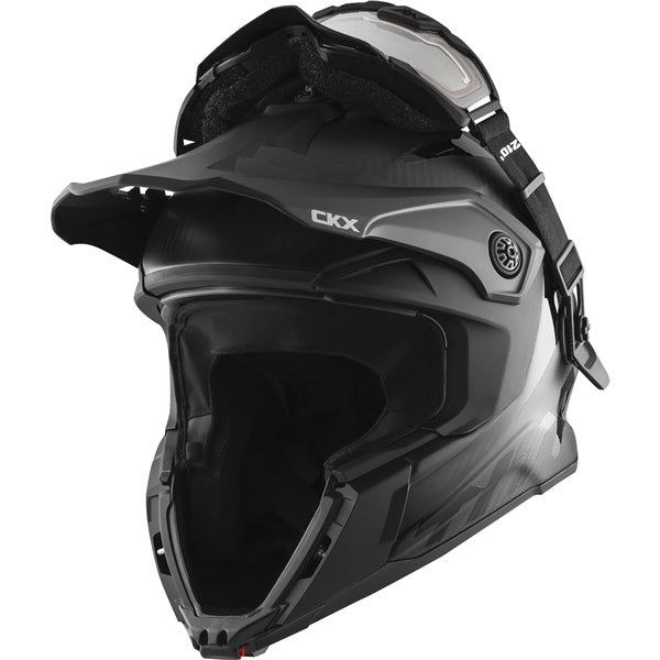 CKX Casque Titan Original Carbone électrique combo - Sentier et hors-piste Solid - Lunette 210° incluse