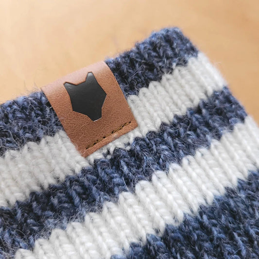 Bas de laine marine - 2 bandes blanches